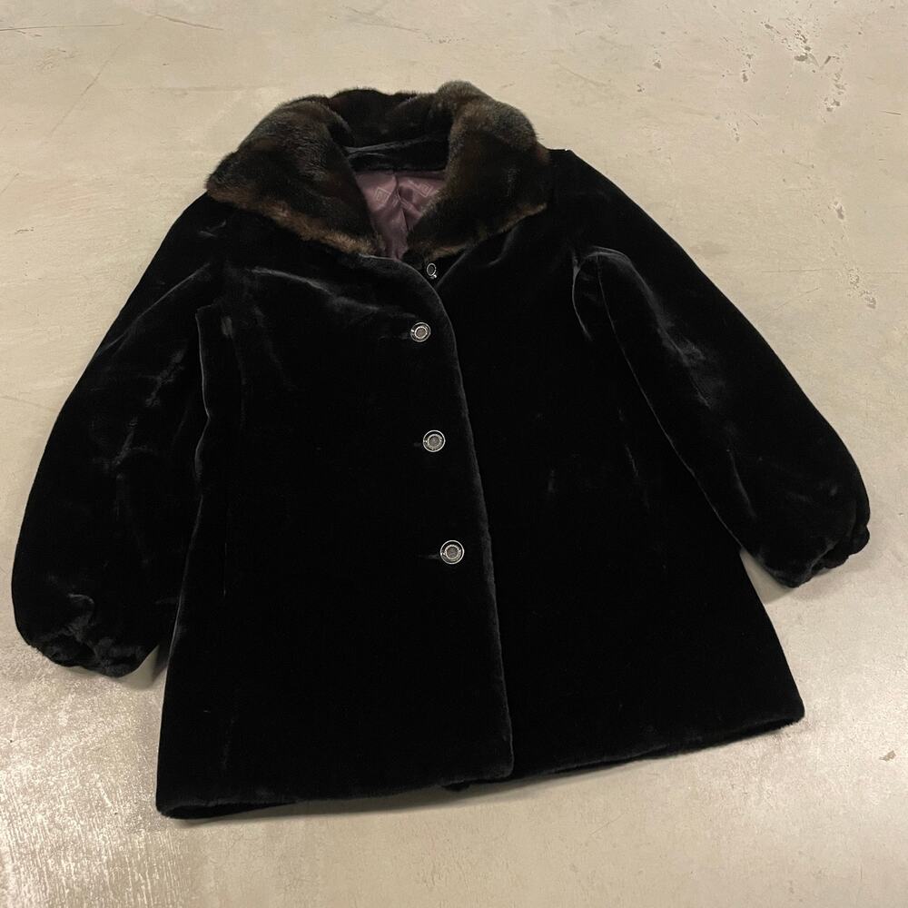 Vintage 60s Borgazia Black Faux Fur Coat